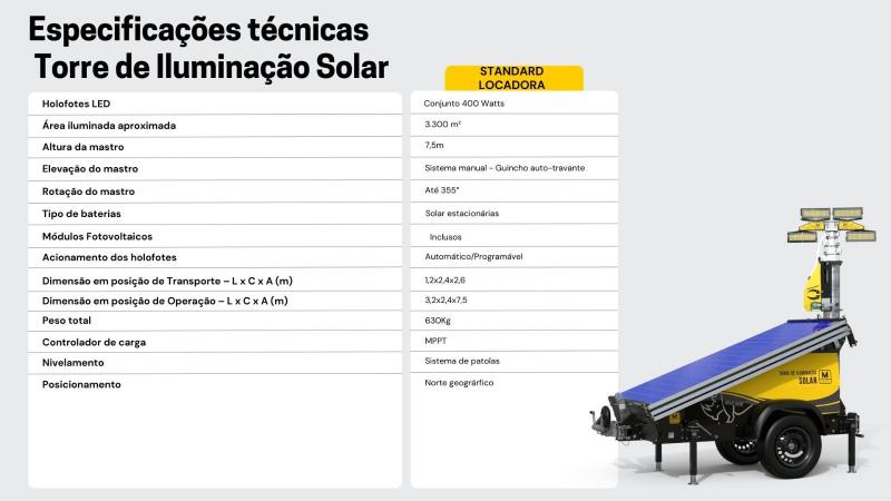 Torre de Iluminação Solar STANDARD